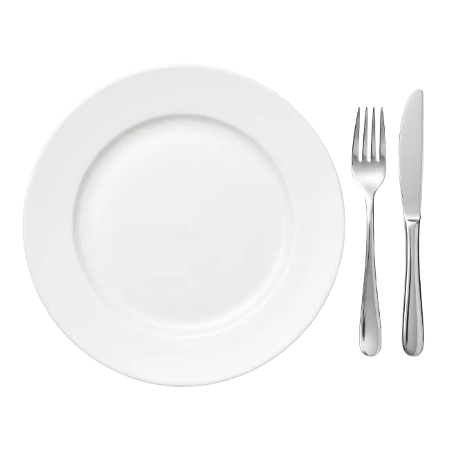 White Plate with Fork and Knife