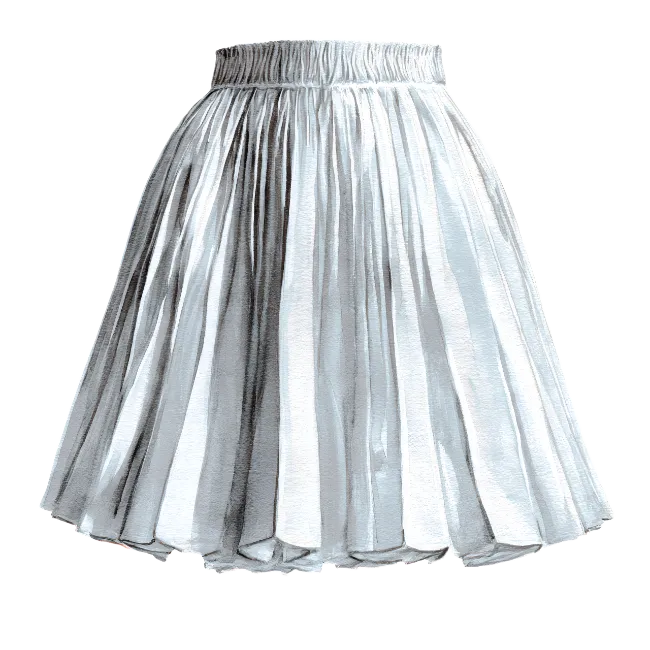 White Pleated Skirt Illustration