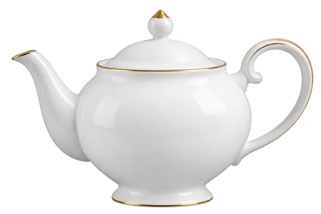 White Porcelain Teapot with Gold Trim