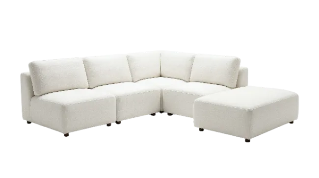 White Sectional Sofa with Ottoman
