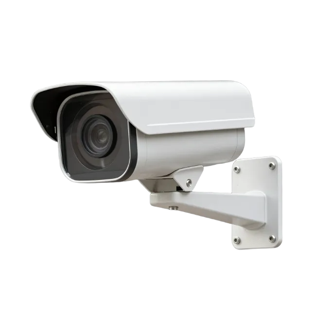 White Security Camera on Wall Mount