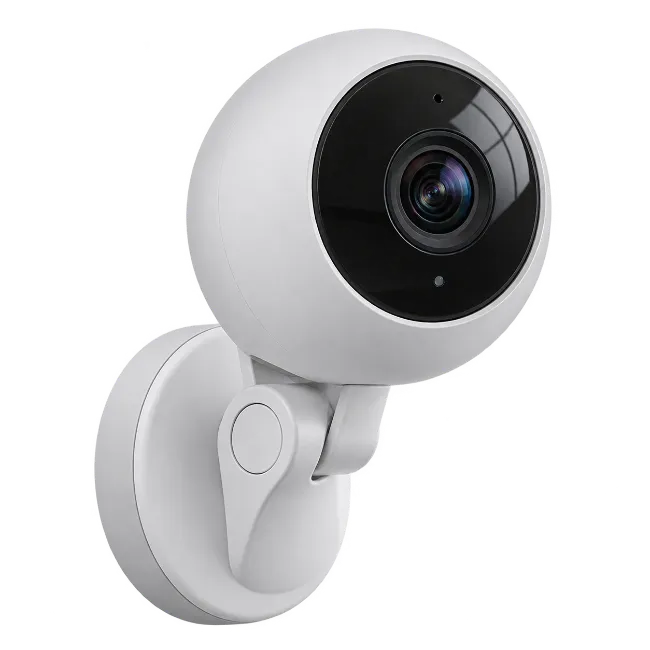 White Security Camera on Wall Mount
