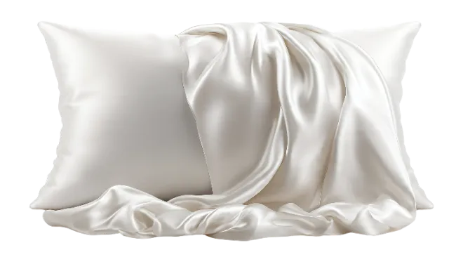 White Silk Pillow With Draped Fabric