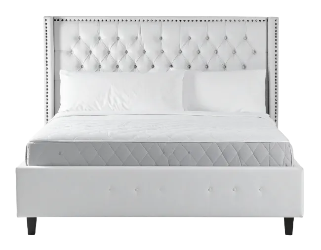 White Tufted Upholstered Bed