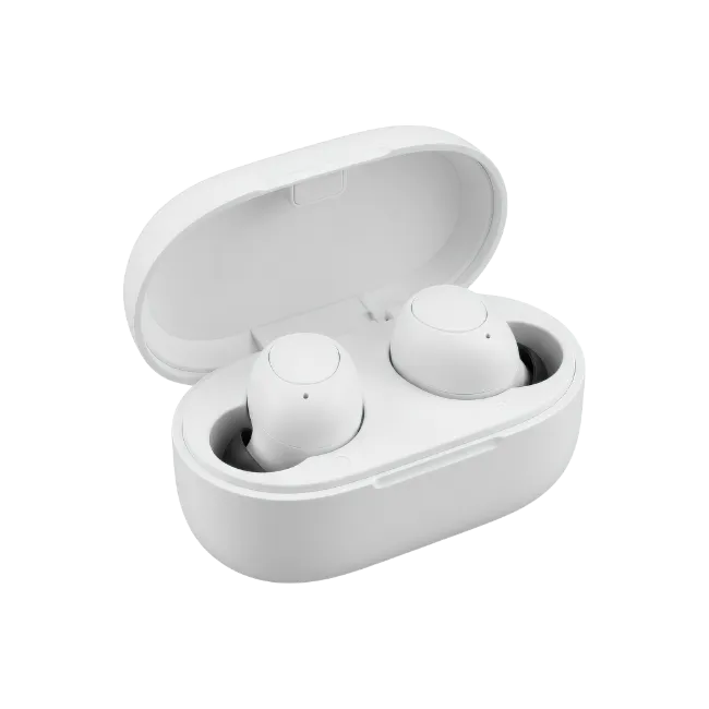 White Wireless Earbuds in Charging Case