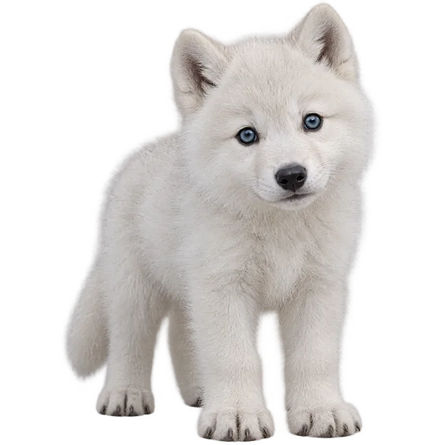 White Wolf Pup Standing Isolated