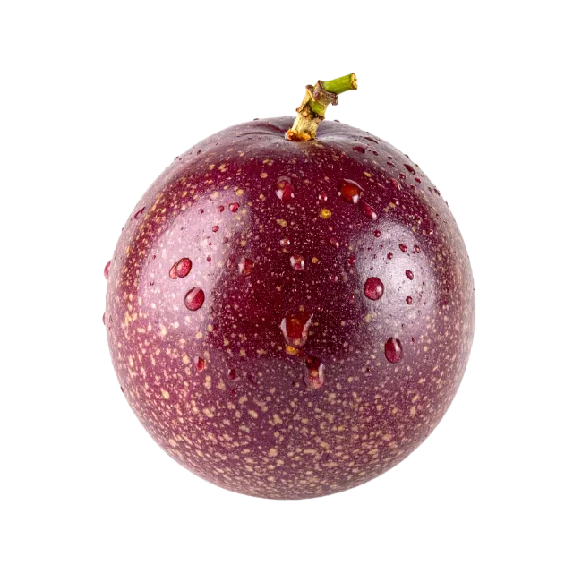 Whole fresh passion fruit with water drops