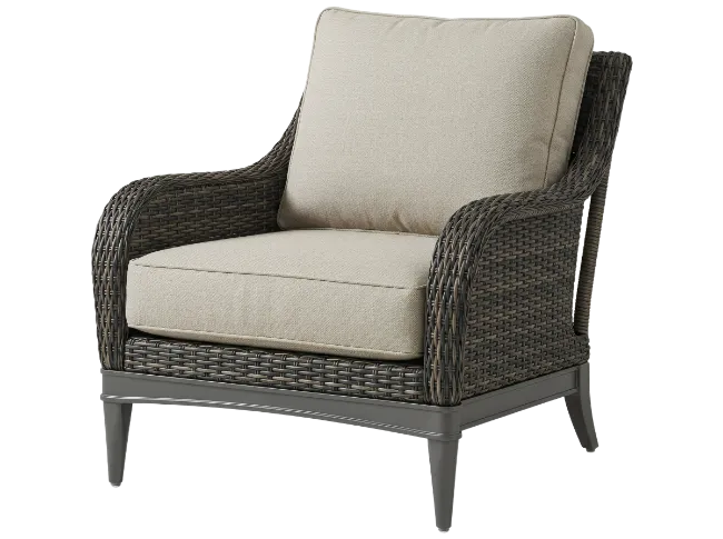 Wicker Armchair with Beige Cushions