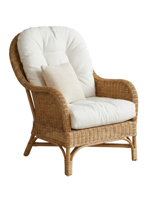Wicker Armchair with Cushions