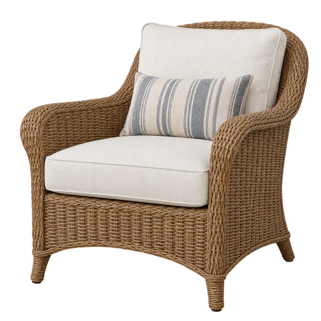 Wicker Armchair with Cushions