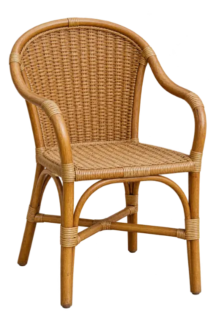 Wicker Armchair with Wooden Frame