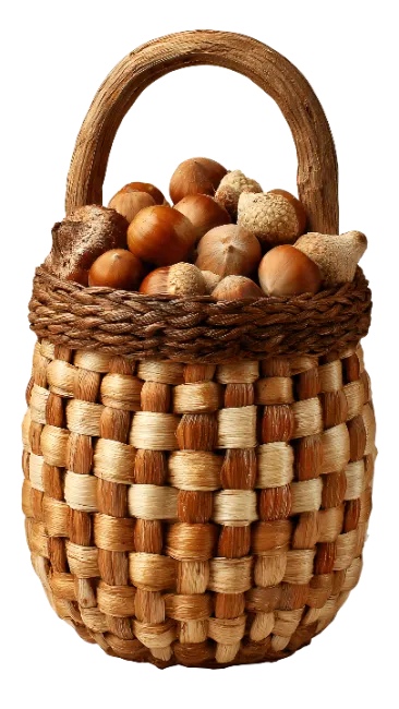 Wicker Basket Full of Assorted Nuts