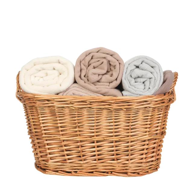 Wicker Basket with Rolled Towels