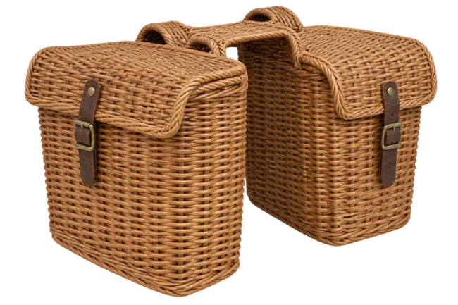 Wicker bicycle pannier bags