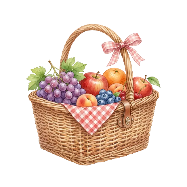 Wicker Fruit Basket Illustration