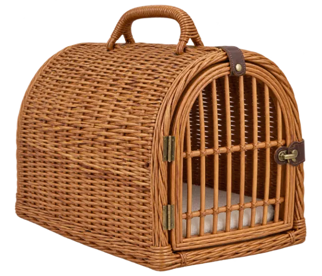 Wicker Pet Carrier Basket with Door