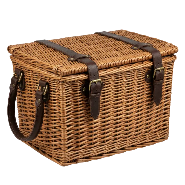 Wicker Picnic Basket with Leather Straps