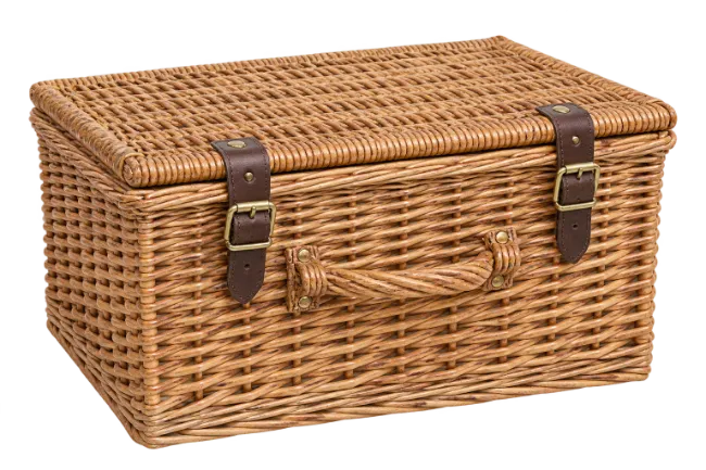 Wicker Picnic Basket with Leather Straps