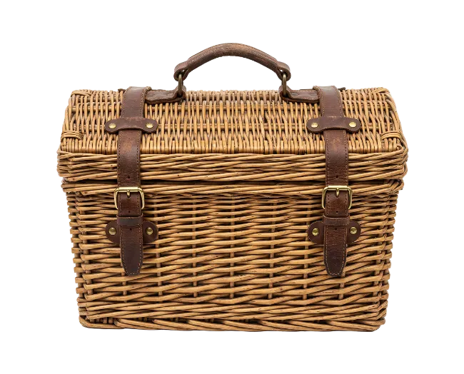 Wicker Picnic Basket with Leather Straps