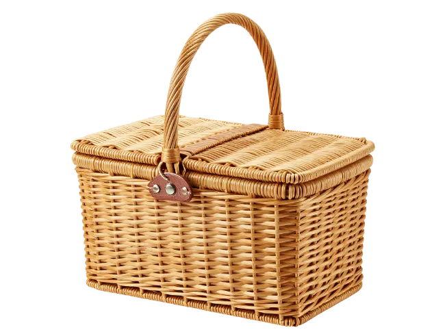 Wicker Picnic Basket with Lid
