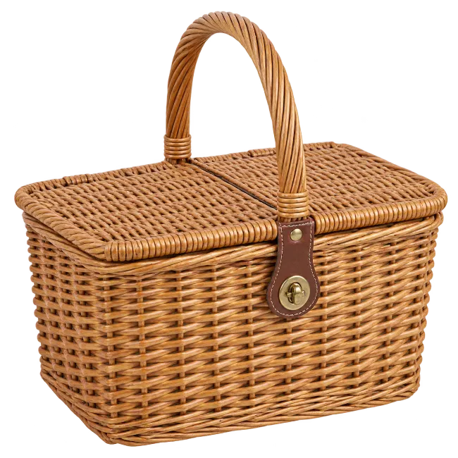 Wicker Picnic Basket with Lid