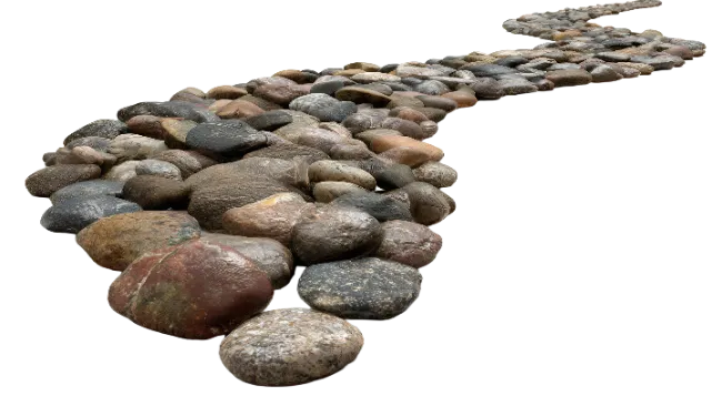 Winding Stone Path Made of River Rocks