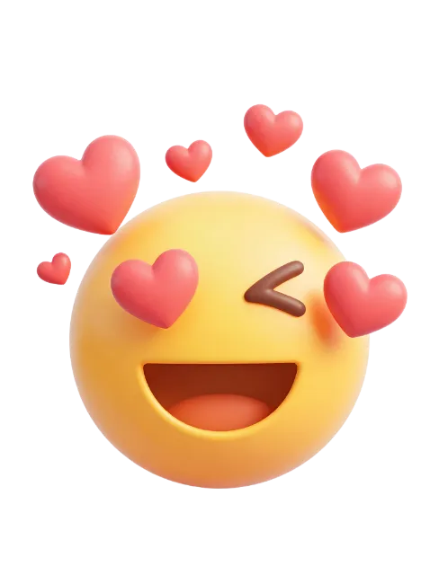 Winking Emoji With Floating Hearts