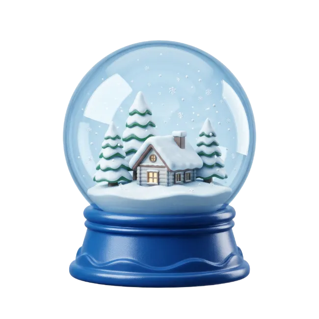 Winter Snow Globe with Log Cabin