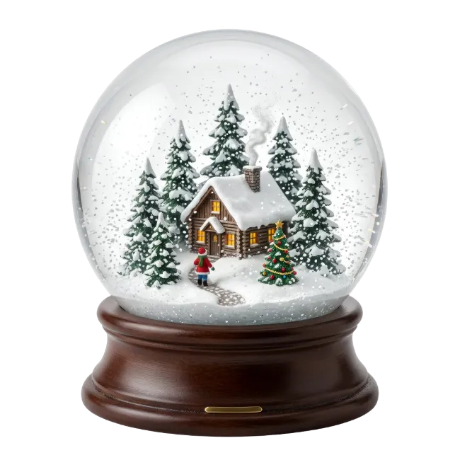 Winter Snow Globe with Log Cabin