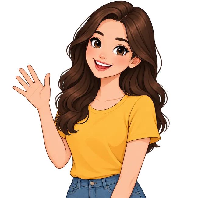 Woman waving hand illustration