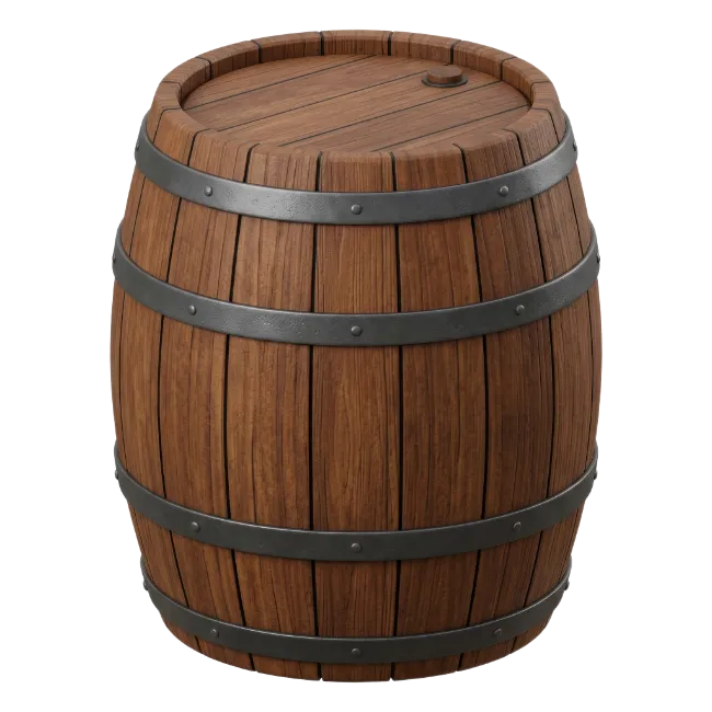 Wooden Barrel with Metal Hoops