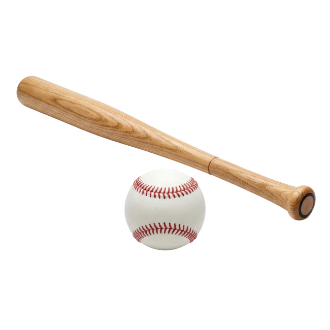 Wooden Baseball Bat and Ball