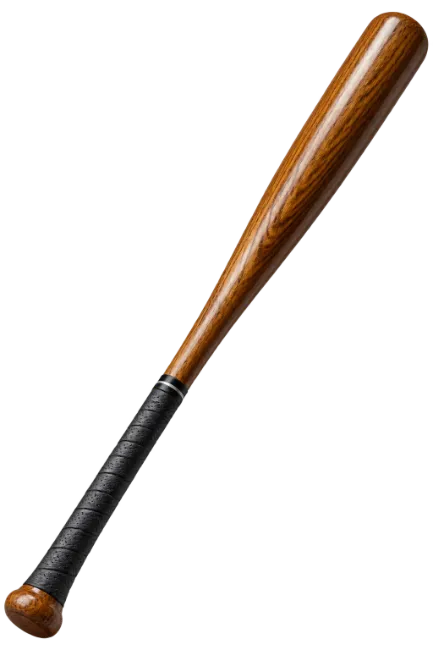 Wooden Baseball Bat with Black Grip