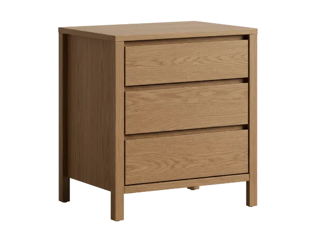 Wooden Bedside Table With Three Drawers