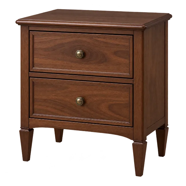 Wooden Bedside Table with Two Drawers