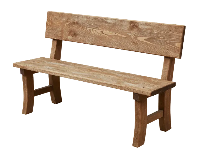 Wooden Bench with Backrest