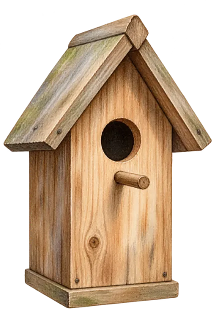 Wooden birdhouse illustration