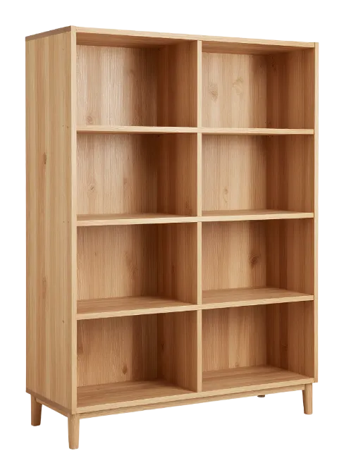 Wooden Bookcase with Eight Shelves