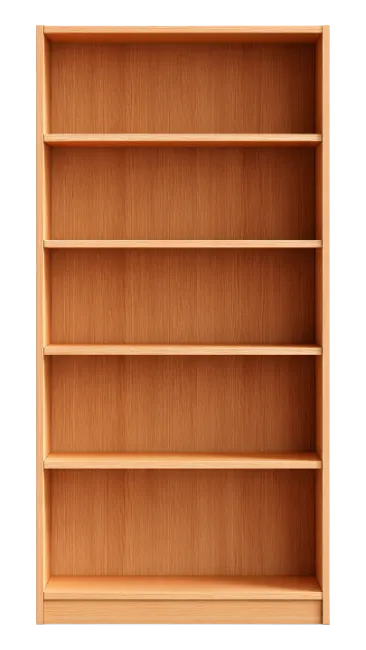 Wooden Bookcase With Five Shelves