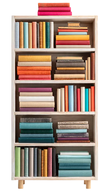 Wooden Bookshelf Filled with Colorful Books