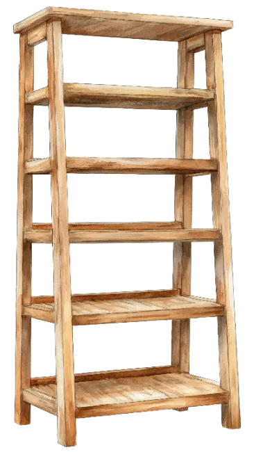Wooden Bookshelf Illustration