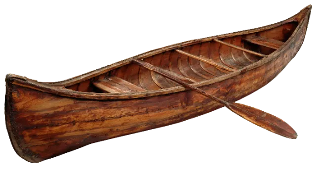 Wooden Canoe with Paddle