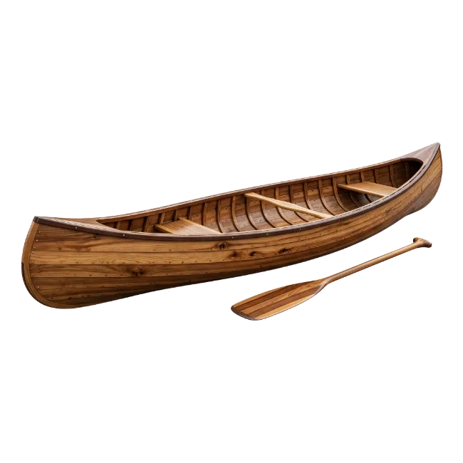 Wooden Canoe with Paddle