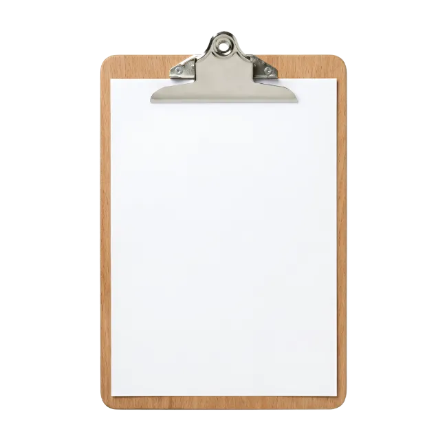 Wooden Clipboard with Blank White Paper
