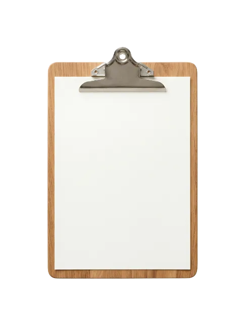 Wooden Clipboard with Blank White Paper