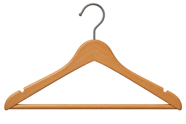 Wooden Clothes Hanger with Metal Hook