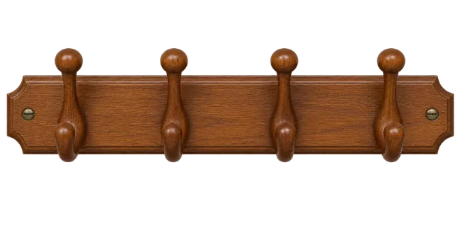 Wooden Coat Rack with Four Hooks