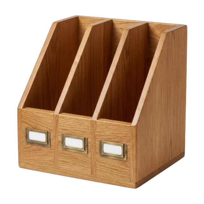Wooden Desktop File Organizer with Three Compartments