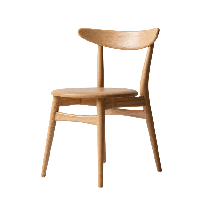 Wooden Dining Chair with Curved Backrest