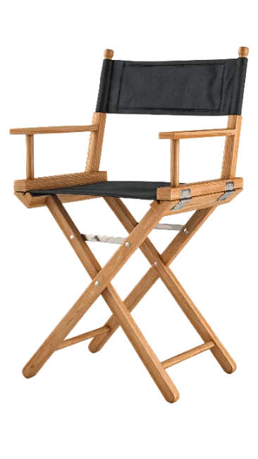 Wooden Director Chair with Black Canvas Seat